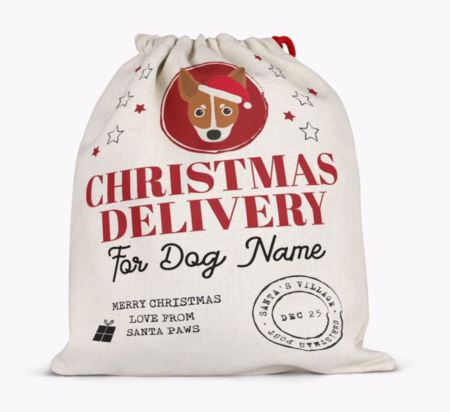 Personalised 'Christmas Delivery for {dogsName}' Santa Sack